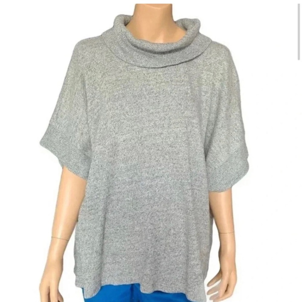 NWOT Banana Republic Marled Tan Short Sleeve Cowl Neck Sweater Poncho